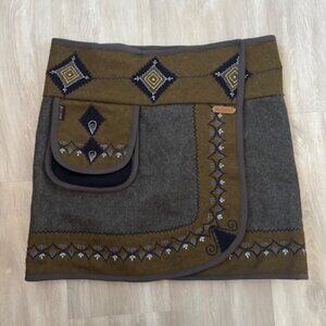 Vintage Moshiki Wool Patchwork Short Wrap Skirt - Size 2
